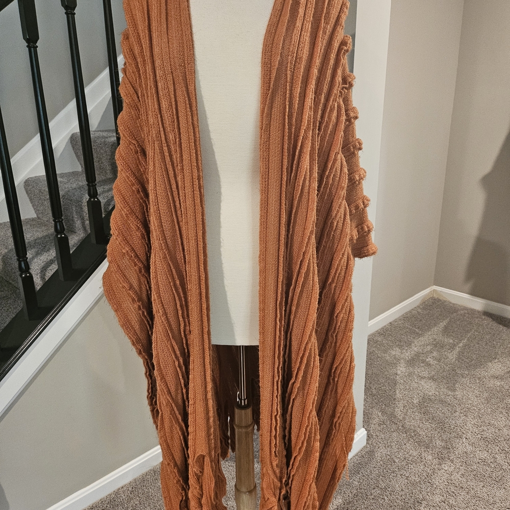 Shana K Women’s Rustic Orange Sweater-Knit Wrap, Throw, Cape (One Size)
